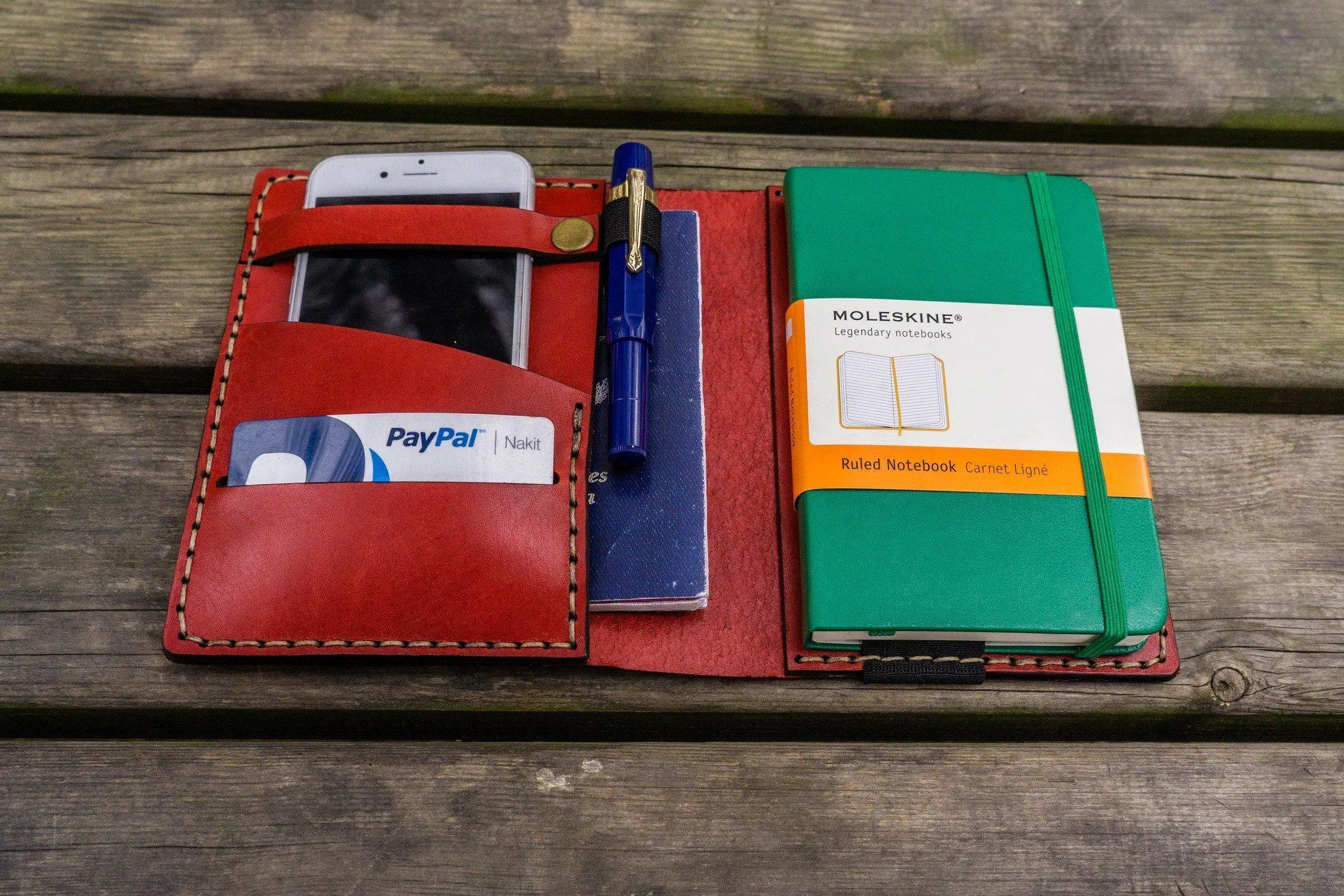 Leather Rhodia A6 Notebook Cover - Red