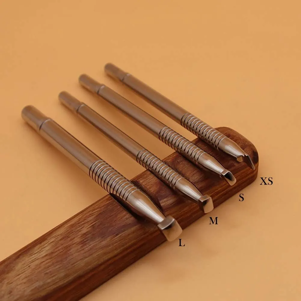 Leather Stamping Tool 304 Stainless Steel Professional Stamp Tools Leather Edge Punch Carving DIY LeatherCrafts (XS, 1pc)