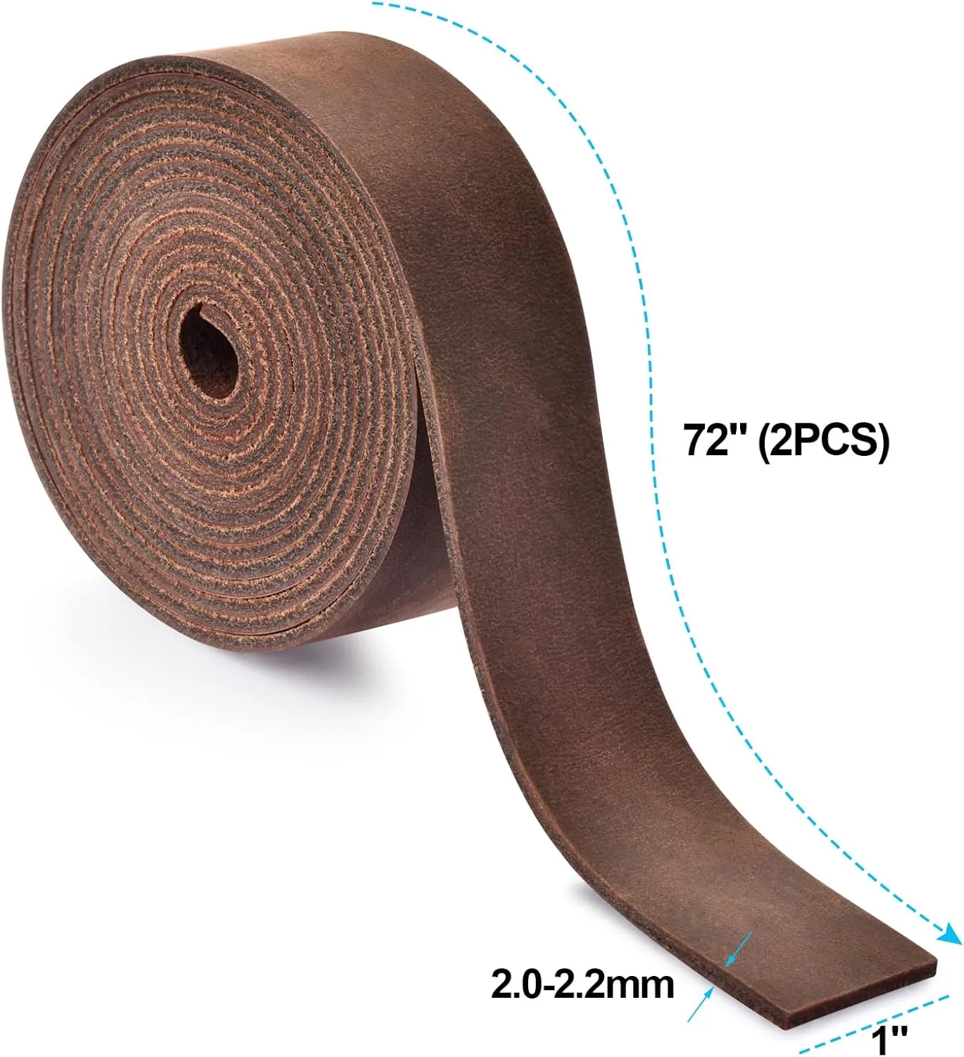 Leather Strap 1 Inches Wide Flat Leather Straps for Crafts, Full Grain Oil Tan Leather Strips for Crafts, Tooling, Belt, Garden Tools (2.0mm Thick 72 Inches Long Coffee Brown)