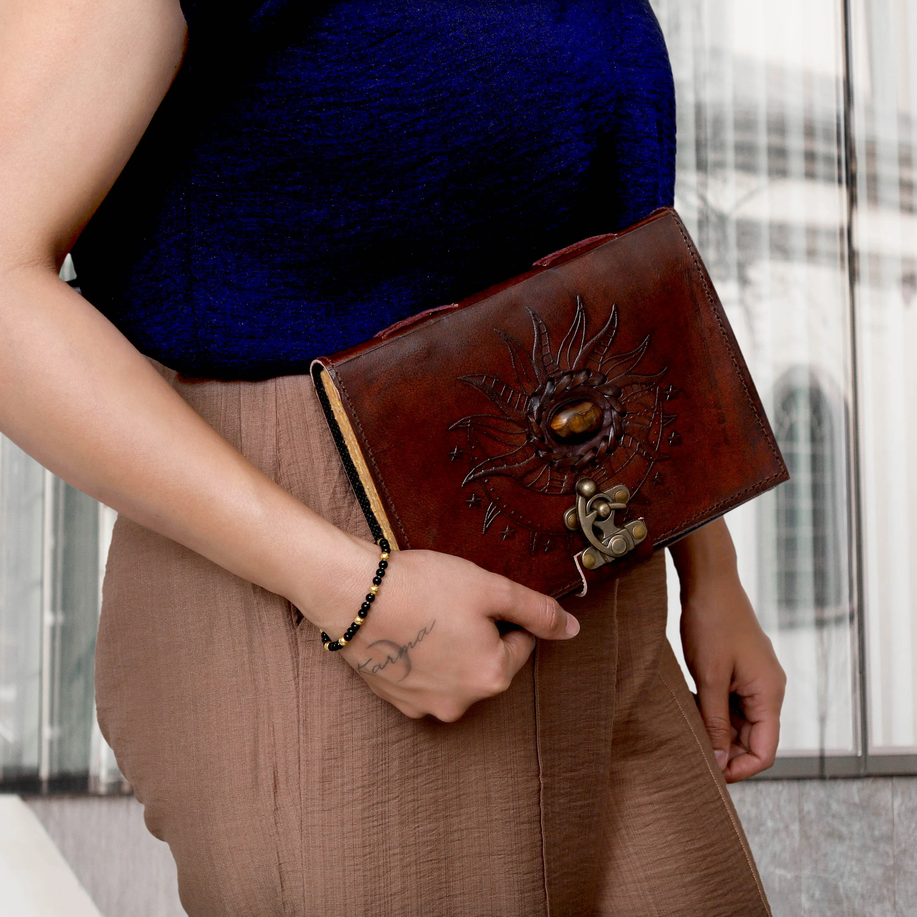 Leather Tiger stone journal