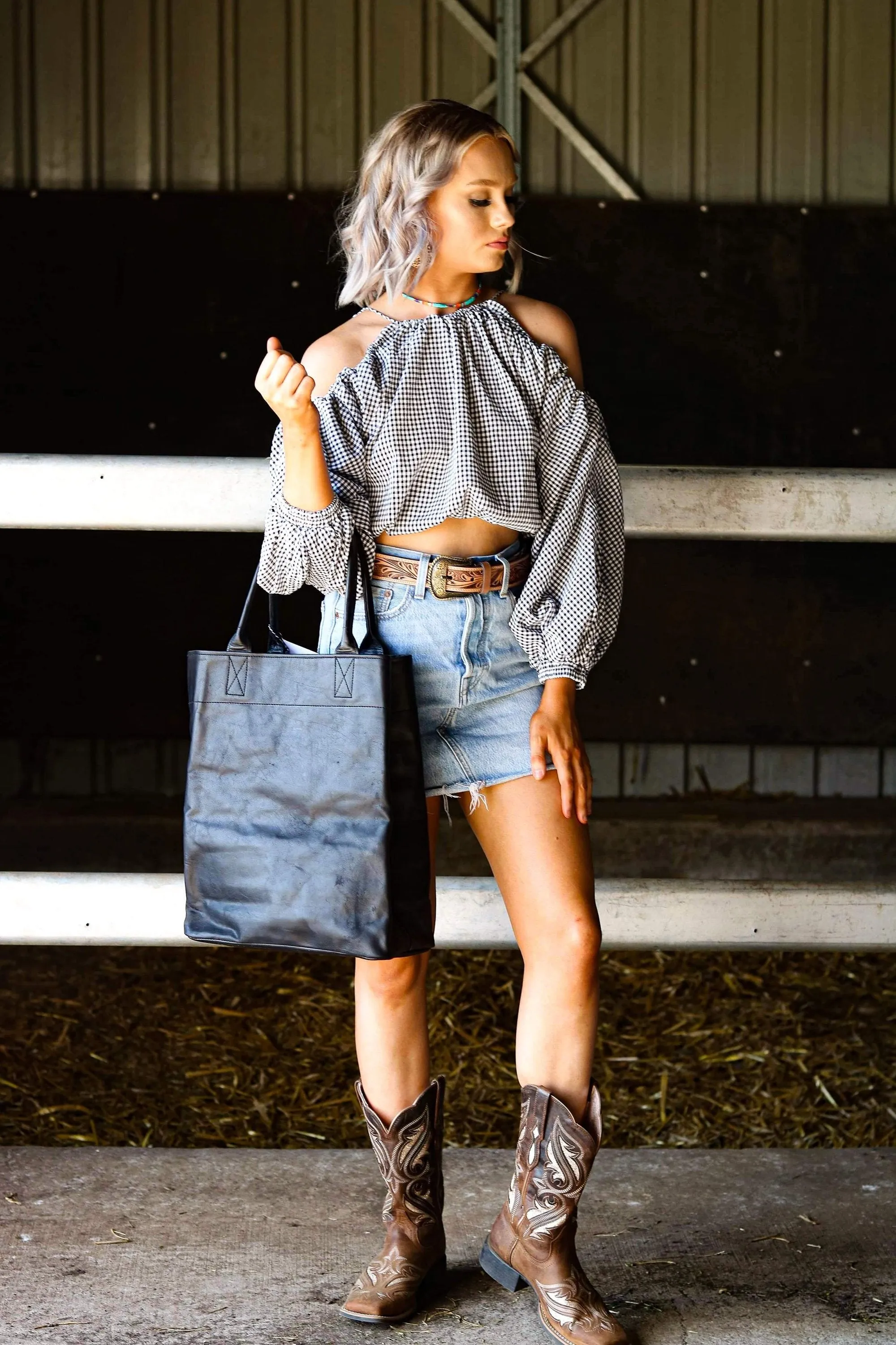 Leather Tote - Black #bt3