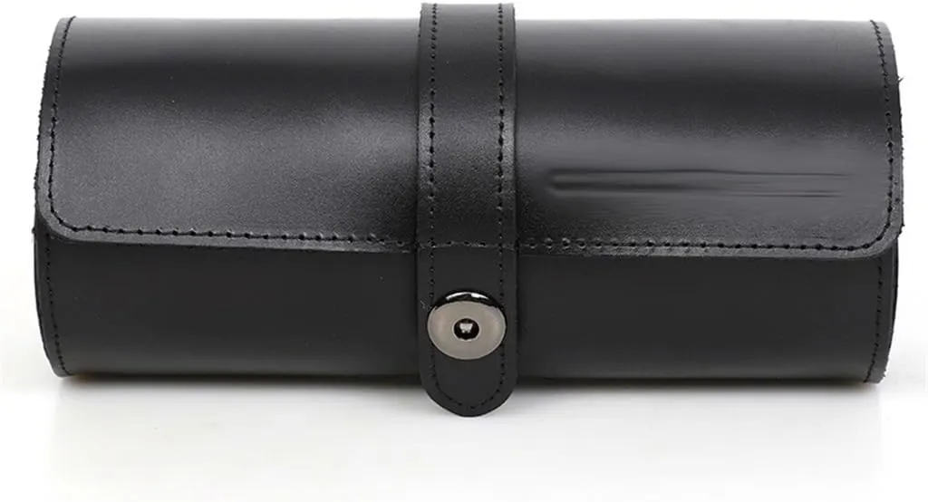 Leather Watch Case Buckle Convenient Travel Watch Storage Box Circular Watch Pocket,