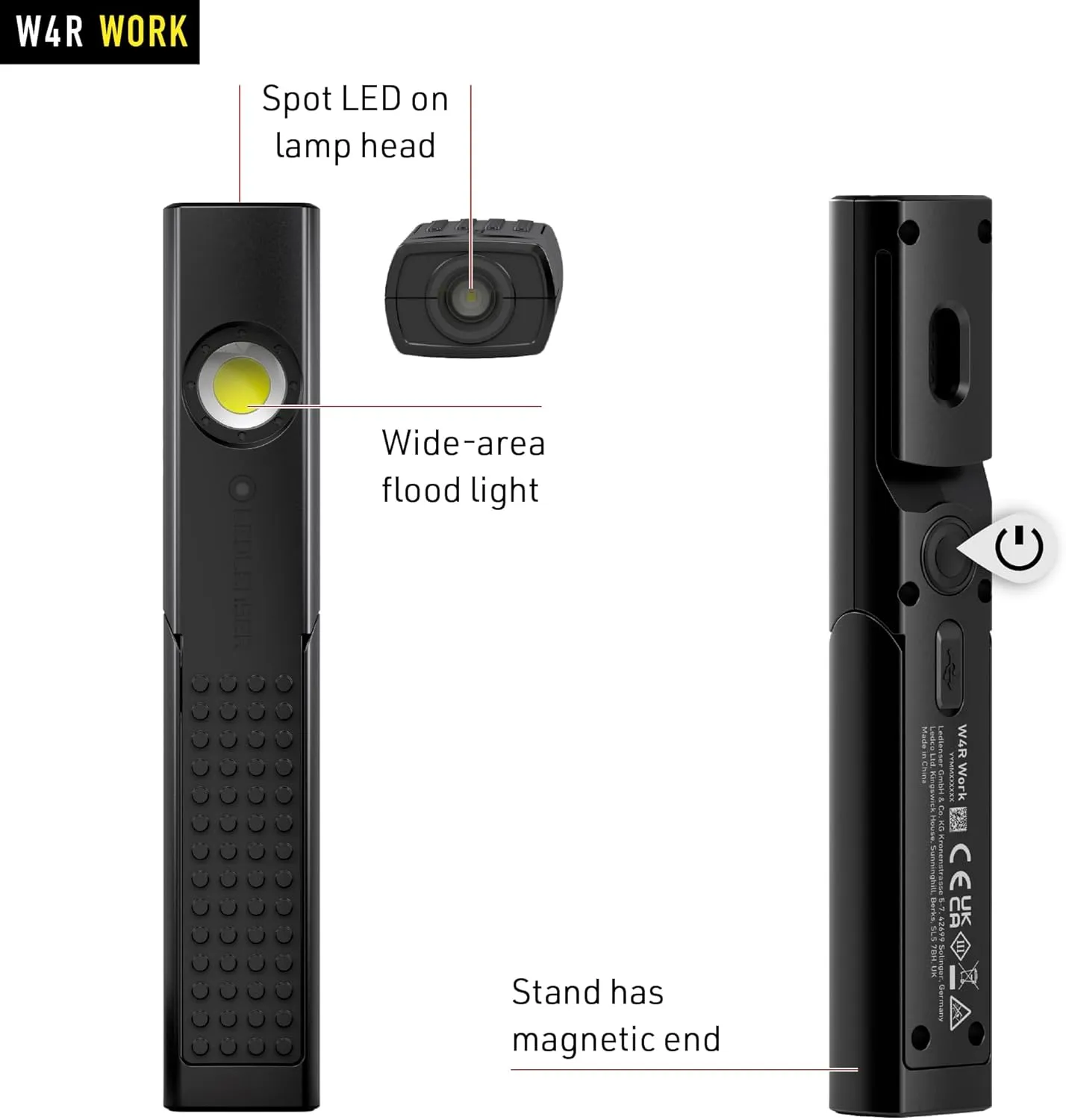 Ledlenser W4R Work Rechargeable Hands-Free Flaslight, 220 Lumens, Compact, Flexible Mounting