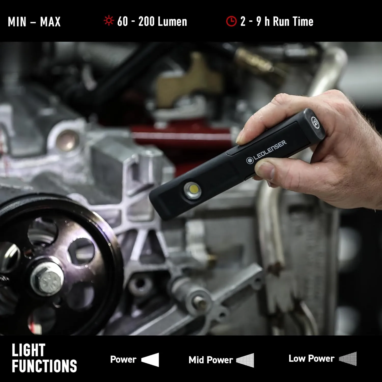 Ledlenser W4R Work Rechargeable Hands-Free Flaslight, 220 Lumens, Compact, Flexible Mounting