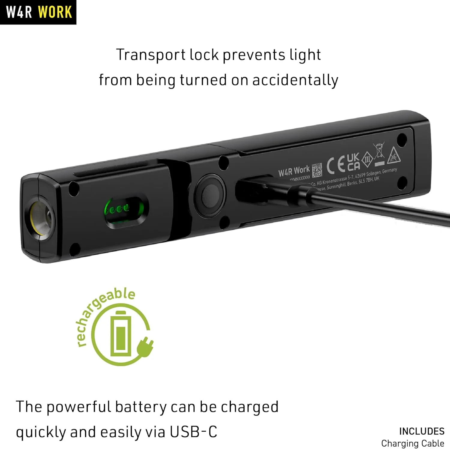 Ledlenser W4R Work Rechargeable Hands-Free Flaslight, 220 Lumens, Compact, Flexible Mounting