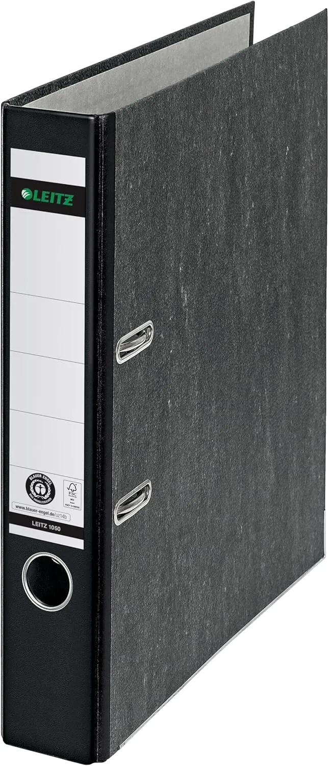 Leitz 2-Ring 2-Inch Premium A4 Sized European Black Marbled Binder, Black (R50)