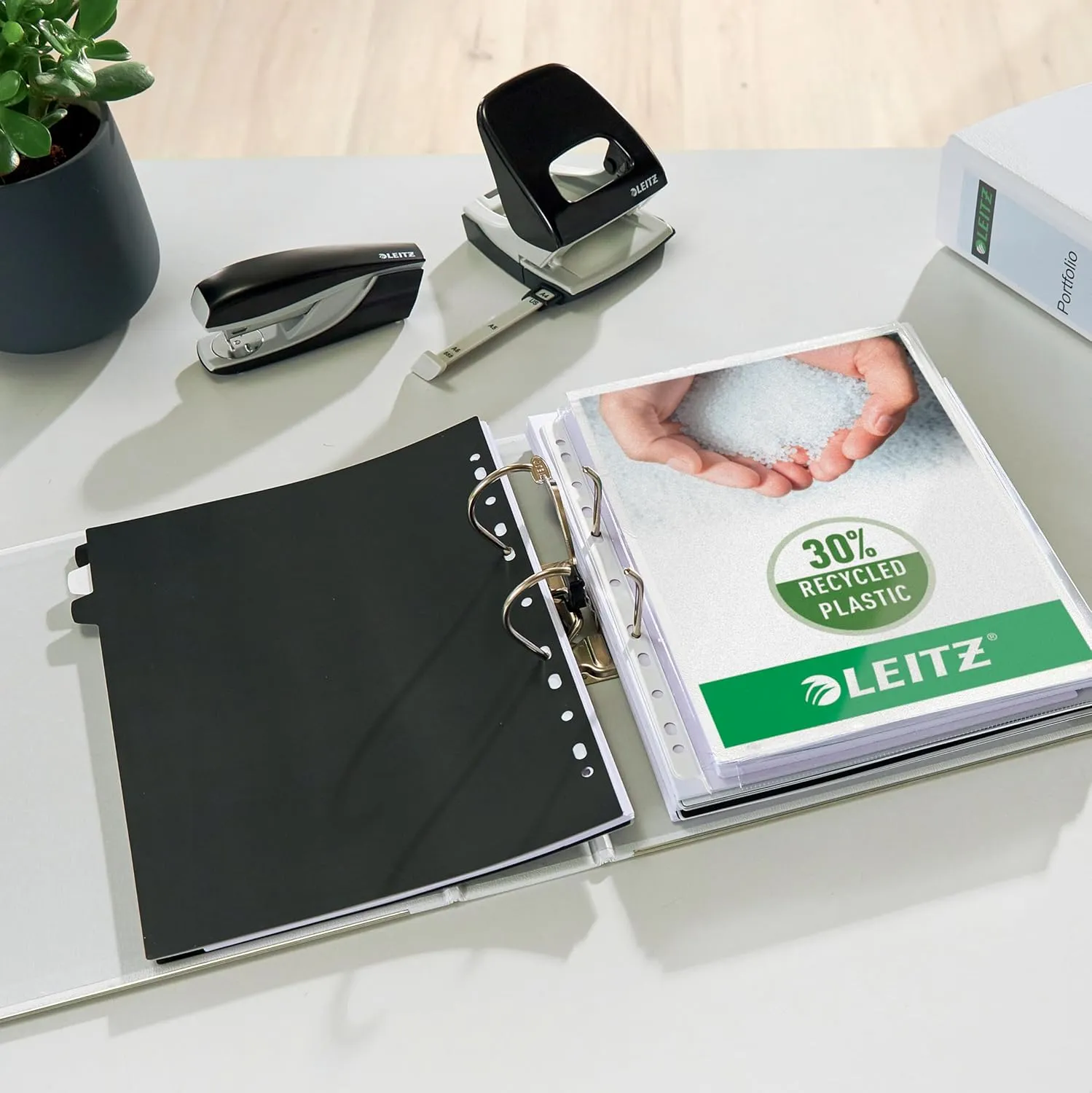 Leitz 2-Ring 3-Inch Premium Linen Textured A4 Sized European Binder, Black (1010-BK)