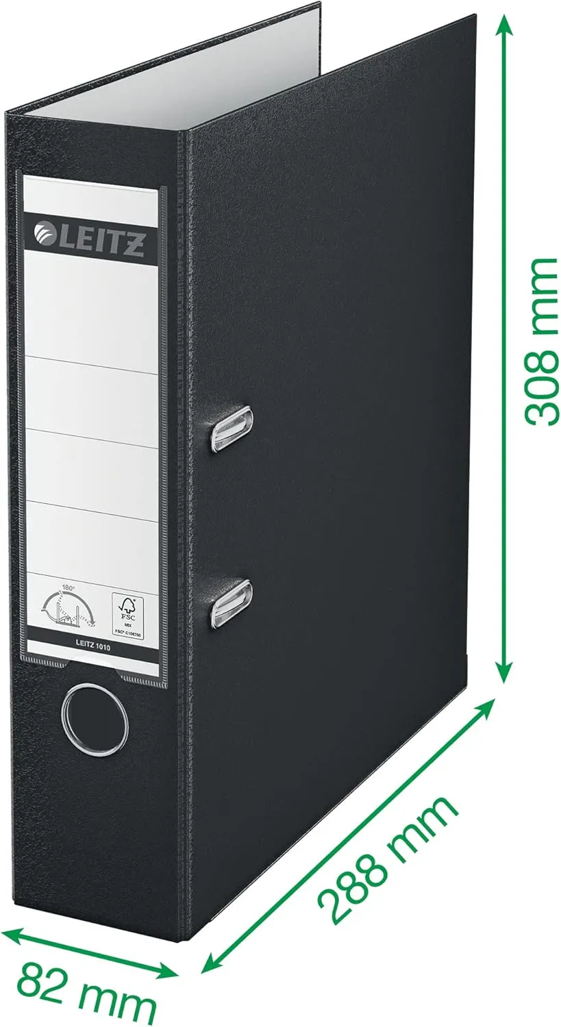 Leitz 2-Ring 3-Inch Premium Linen Textured A4 Sized European Binder, Black (1010-BK)