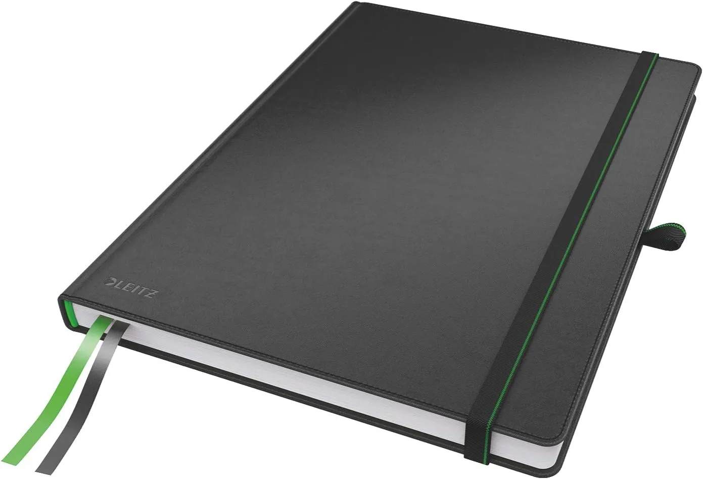 Leitz A4 Hard Cover Notebook, Black (80 Sheets, Ruled, with 2 Bookmarks, 100 gsm Ivory Paper, Complete Range)