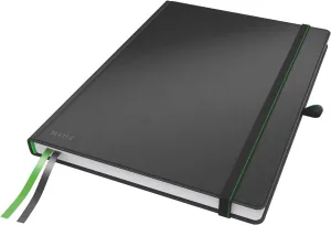 Leitz A4 Hard Cover Notebook, Black (80 Sheets, Ruled, with 2 Bookmarks, 100 gsm Ivory Paper, Complete Range)