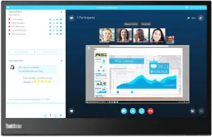 Lenovo ThinkVision M14 14" Full HD 1920x1080 IPS Monitor - 300 Nit 6ms 2xUSB Type-C Ports Widescreen Backlit LED LCD Mobile Portable Display Raven Black