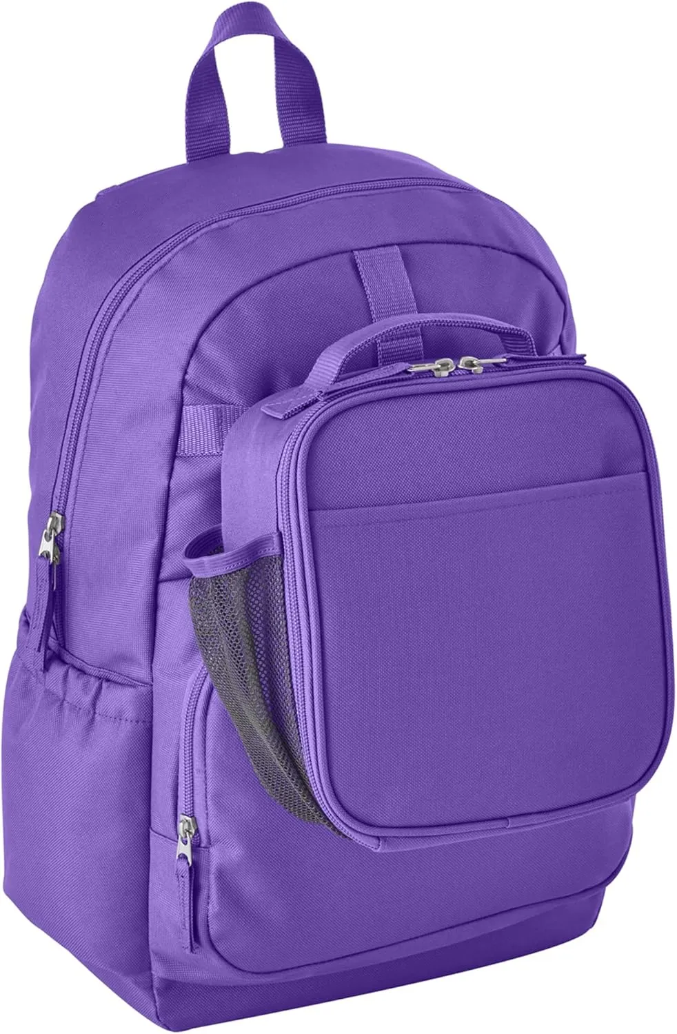 Let's Make Memories Kids Backpack for School - Personalized Back to School - Bookbag with Lunch Box - Purple - Animal Print