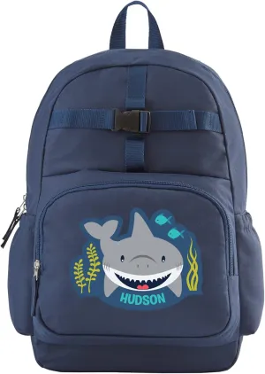 Let's Make Memories Kids Backpack for School - Personalized Back to School Supplies - Bookbag with Lunch Box - Blue - Shark