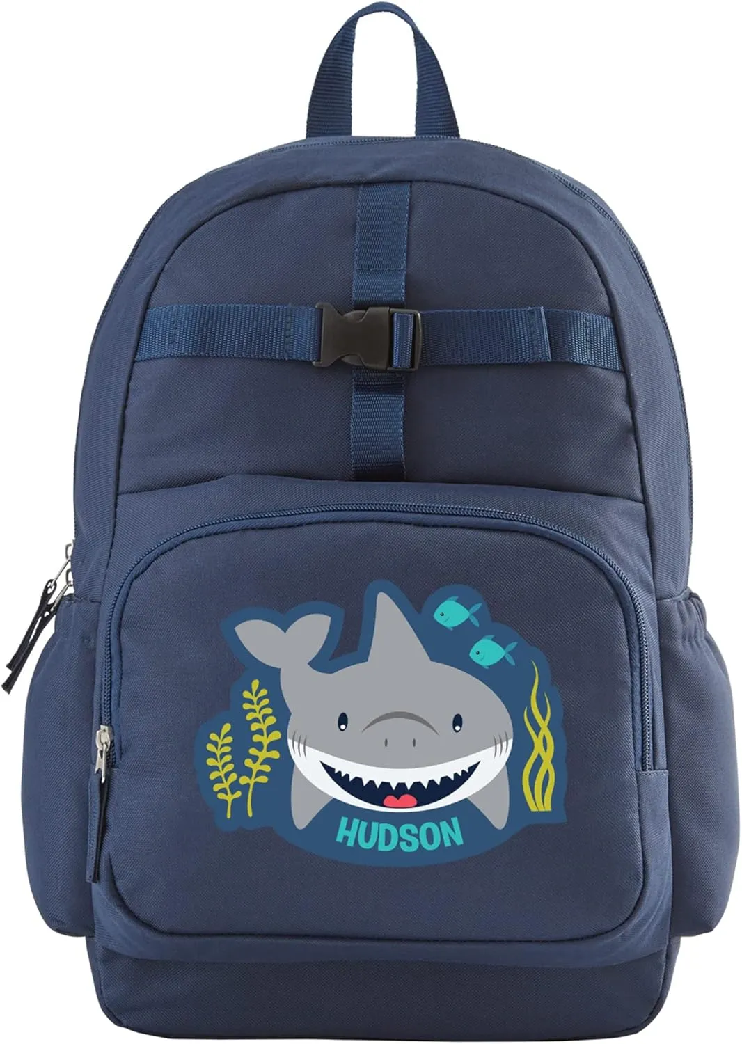 Let's Make Memories Kids Backpack for School - Personalized Back to School Supplies - Bookbag with Lunch Box - Blue - Shark