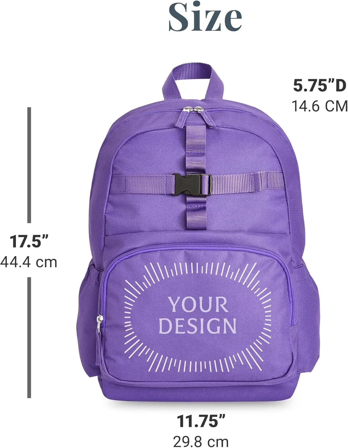 Let's Make Memories Kids Backpack for School - Personalized Back to School Supplies - Bookbag with Lunch Box - Purple, Heart
