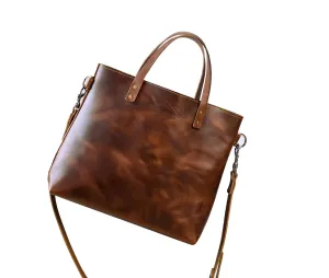 Lifetime Leather Crossbody Tote, Full Grain Leather, Made in the USA