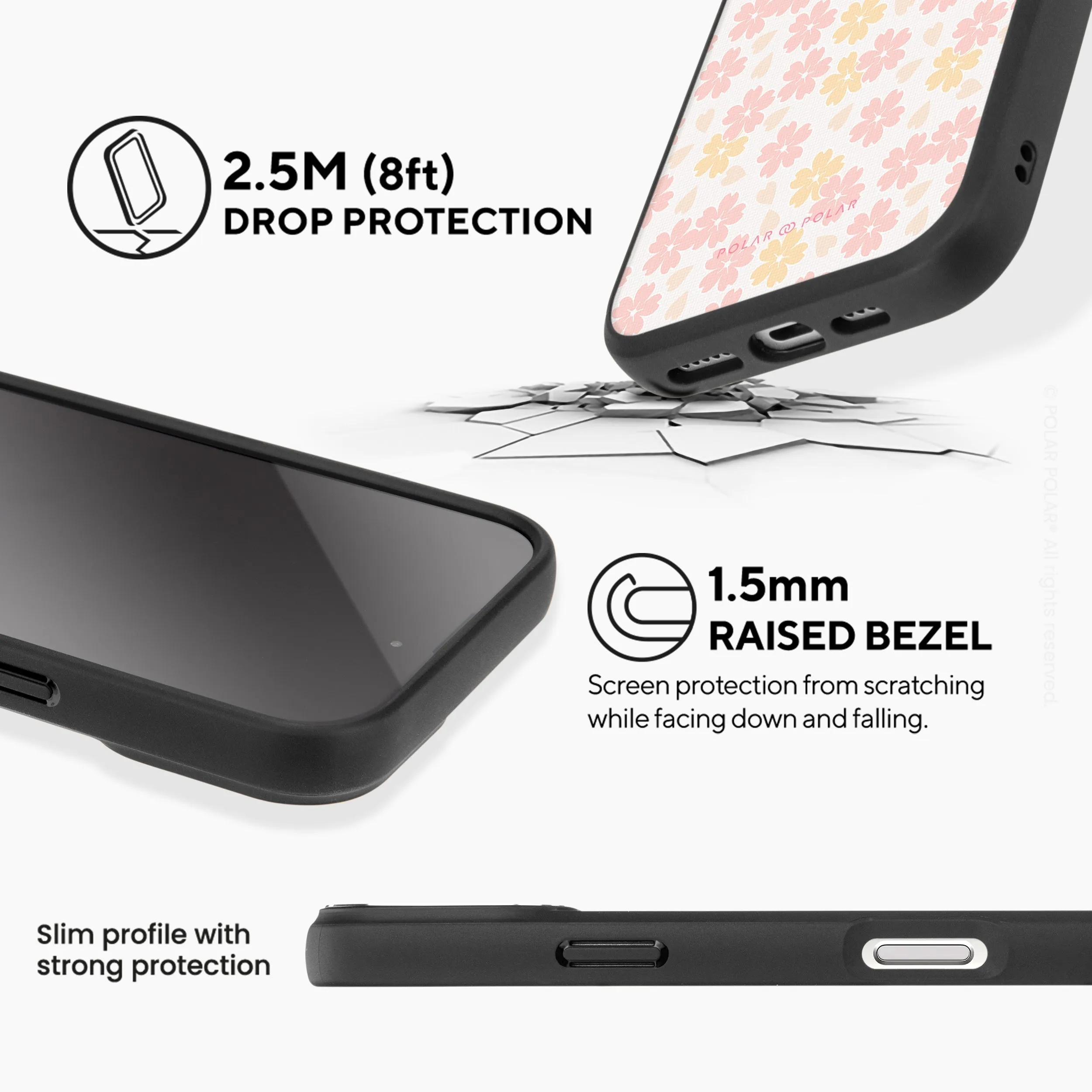 Light Pink Sakura - iPhone 16 Pro Max Frosted Black Bumper MagSafe Case
