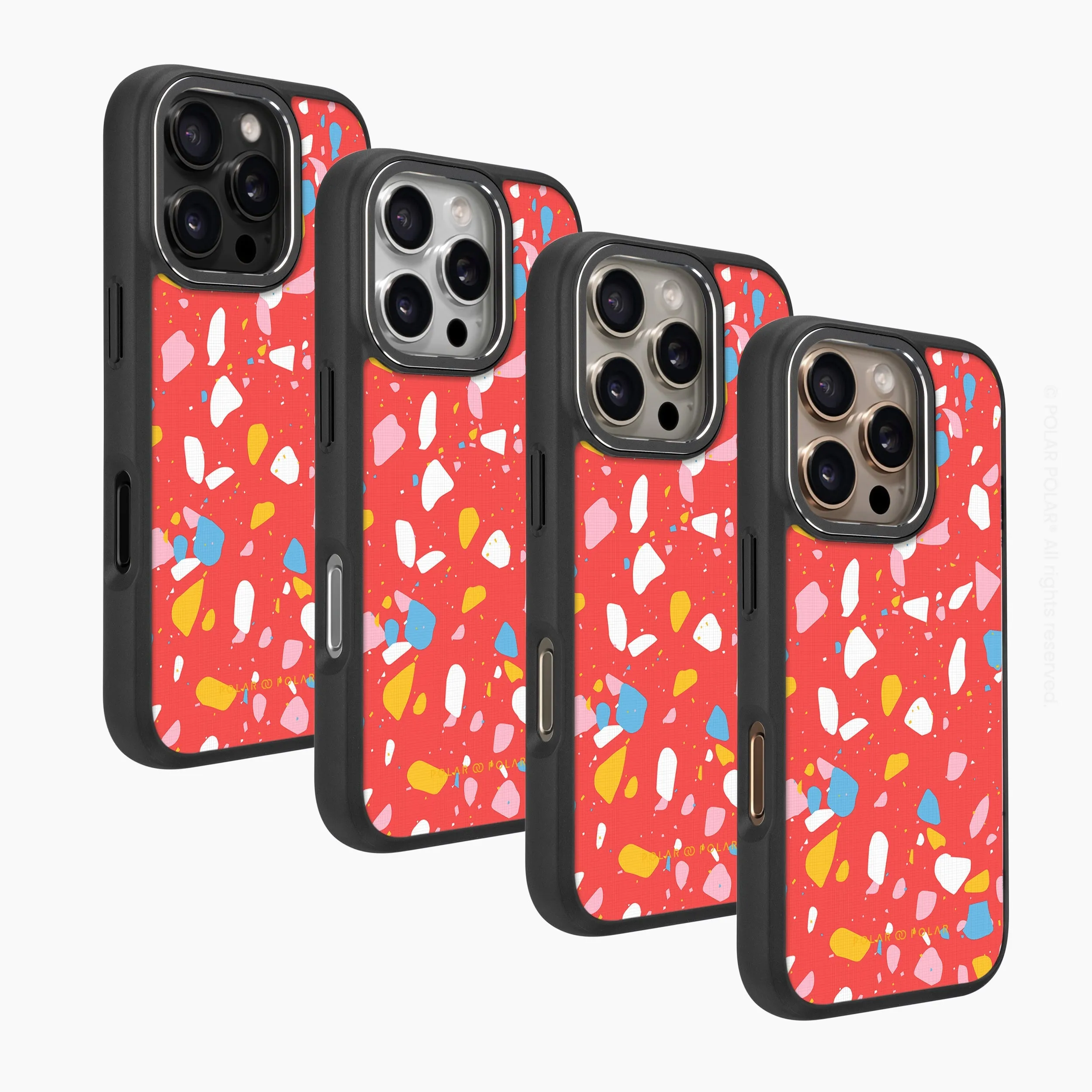 Living Coral Terrazzo - iPhone 16 Pro Max Frosted Black Bumper MagSafe Case