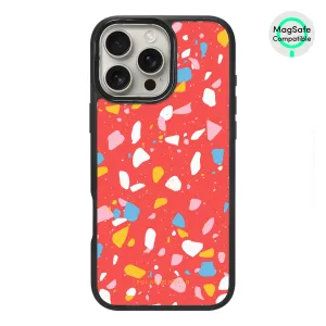 Living Coral Terrazzo - iPhone 16 Pro Max Frosted Black Bumper MagSafe Case