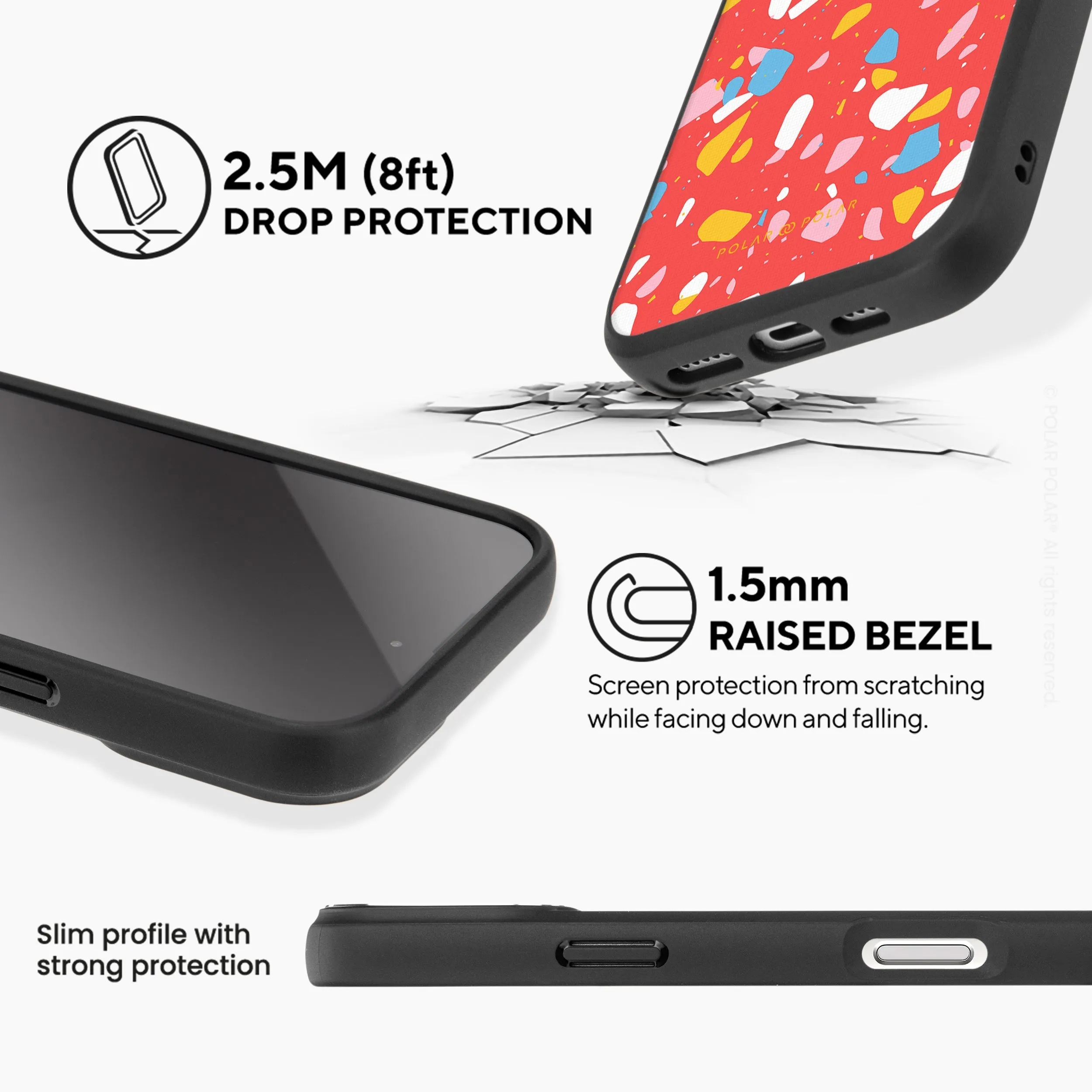 Living Coral Terrazzo - iPhone 16 Pro Max Frosted Black Bumper MagSafe Case