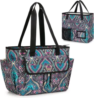 LoDrid File Bag with Extra Document Organizer Case for Letter Size File Folder, Large Utility Bag with 15.6” Laptop Padded Sleeve for Work, Business, Totem