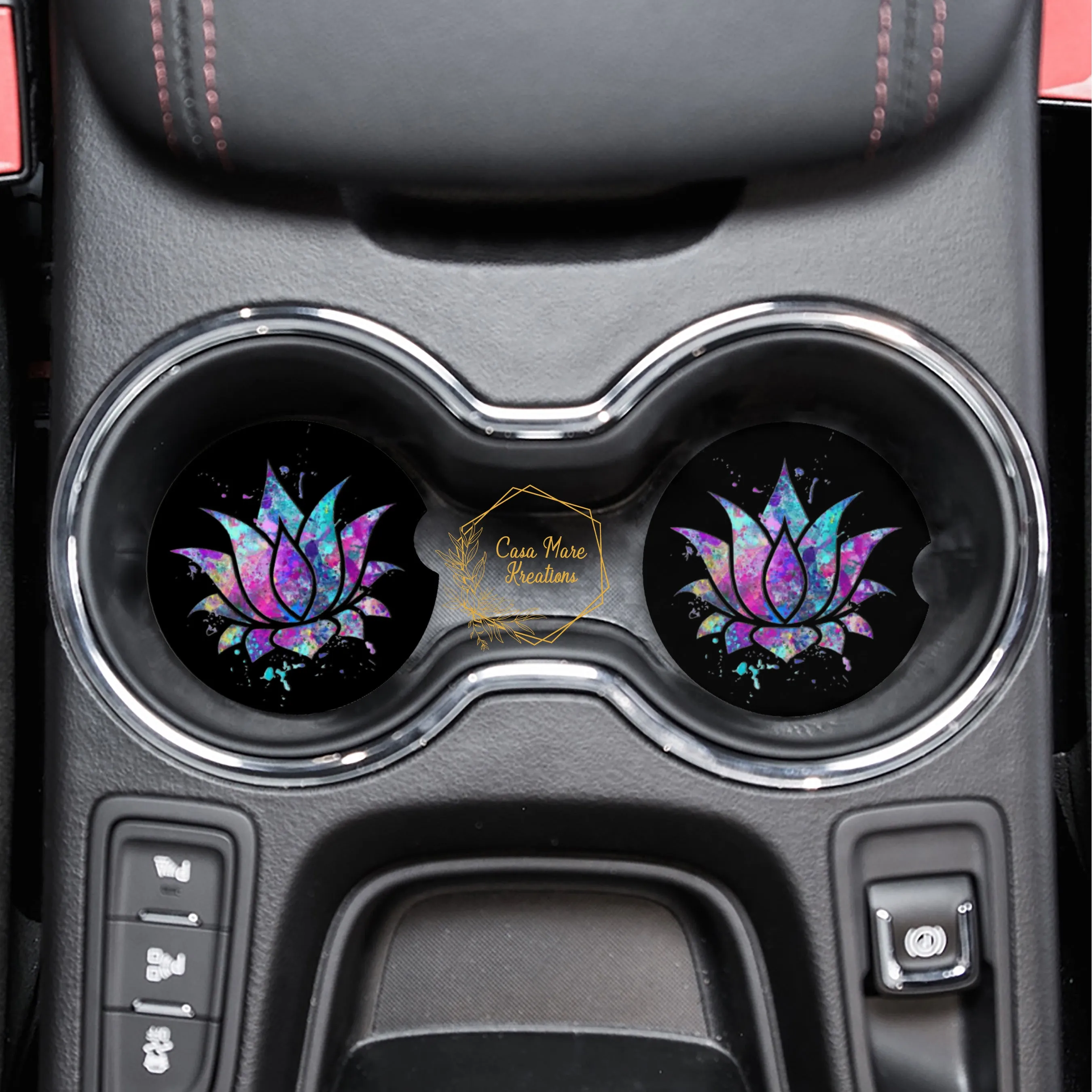 Lotus Flower 2.75" Car Coasters