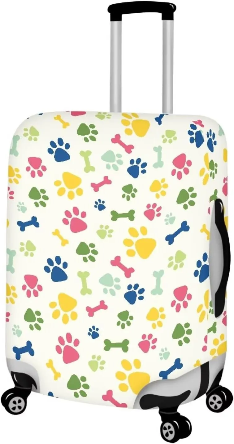 Luggage Cover 22-24 Inch for Suitcase, Cute Bone Dog Paw Print Suitcase Cover Protector Washable Fashion Luggage Cover Protector