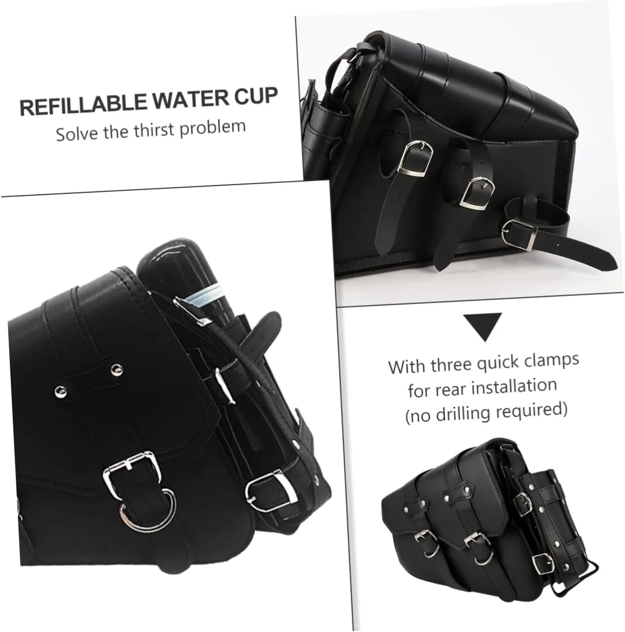Luggage for Motorcycles Reinforced Leather Saddle Bag Tool Item Storage Easy Install