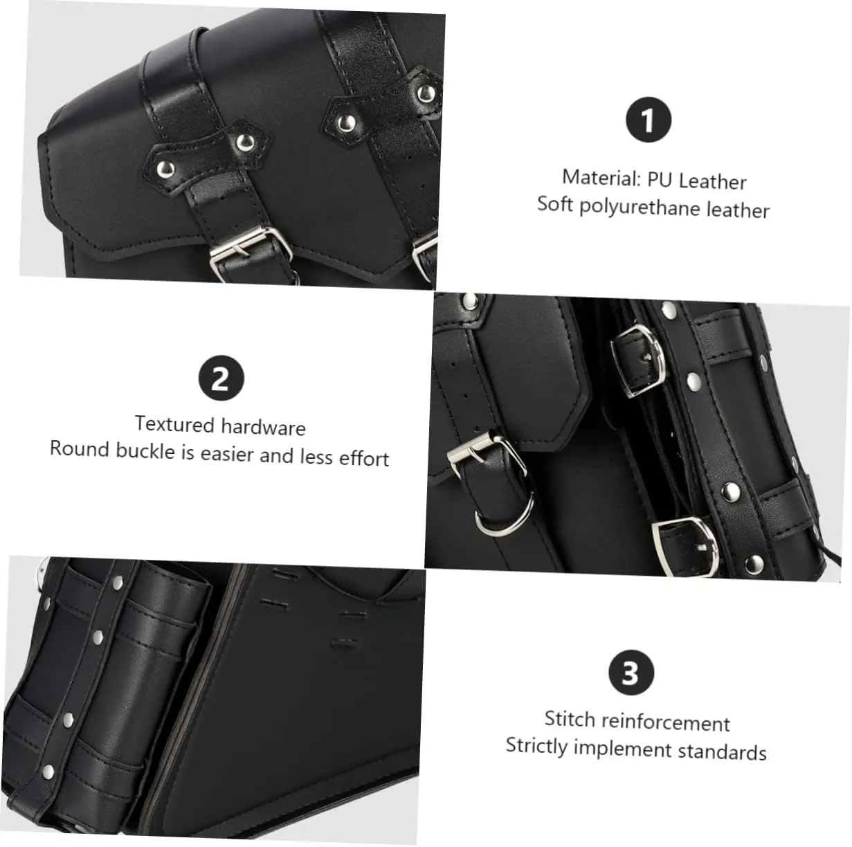 Luggage for Motorcycles Reinforced Leather Saddle Bag Tool Item Storage Easy Install