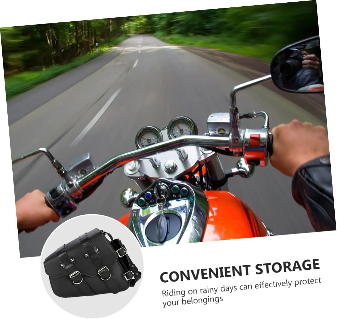 Luggage for Motorcycles Reinforced Leather Saddle Bag Tool Item Storage Easy Install