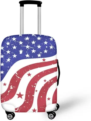 Luggage Suitcase Cover, Luggage Protector Suitcase Covers for Travel Fits 29-32 Inches, Patriotic American Flag Elastic Anti-Scratch Washable Suitcase Cover Protector