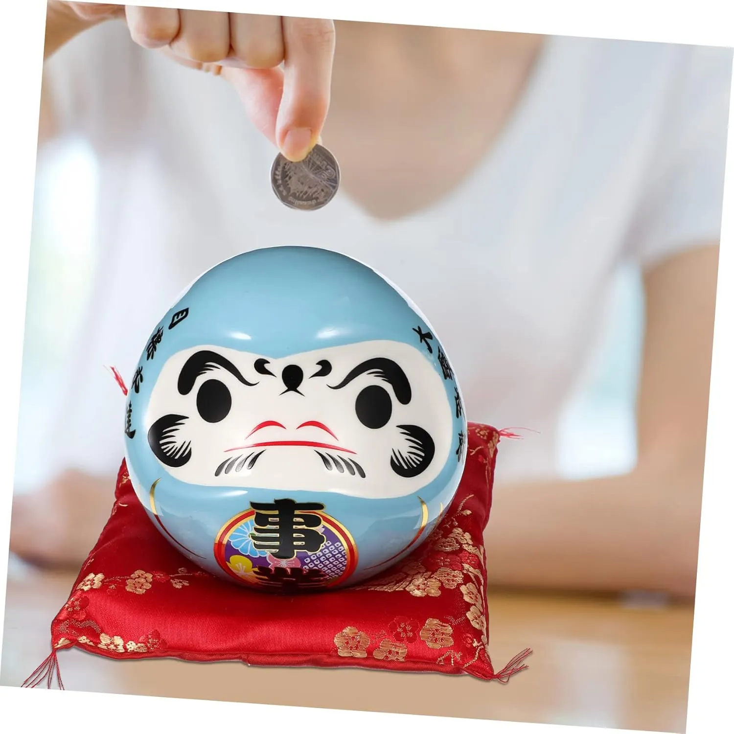 Luxshiny Dharma Piggy Bank Adorable Jar for Boys and Girls Room Home Decor Japanese Style Ceramic Money Bank for Saving for Birthdays Special Occasions