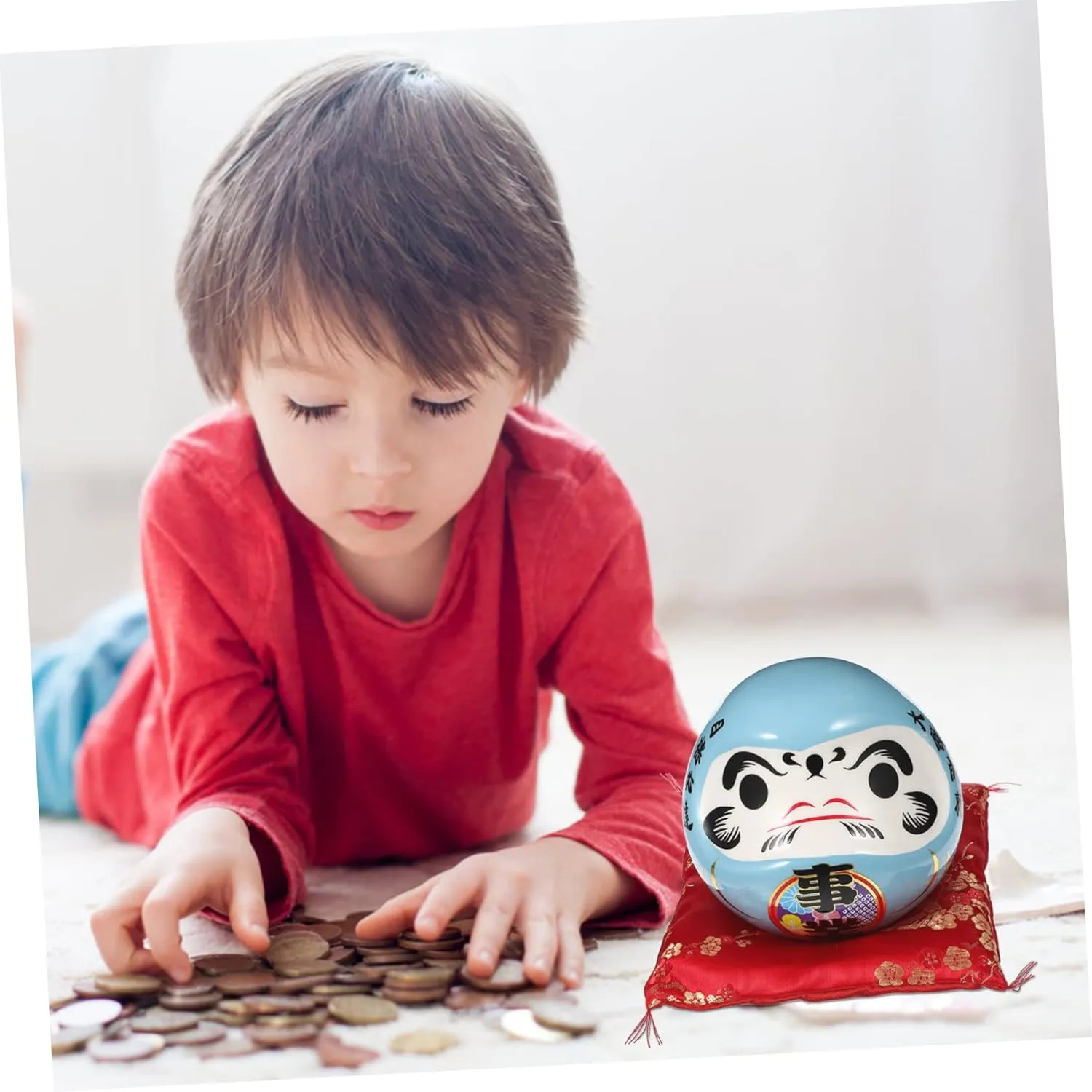 Luxshiny Dharma Piggy Bank Adorable Jar for Boys and Girls Room Home Decor Japanese Style Ceramic Money Bank for Saving for Birthdays Special Occasions