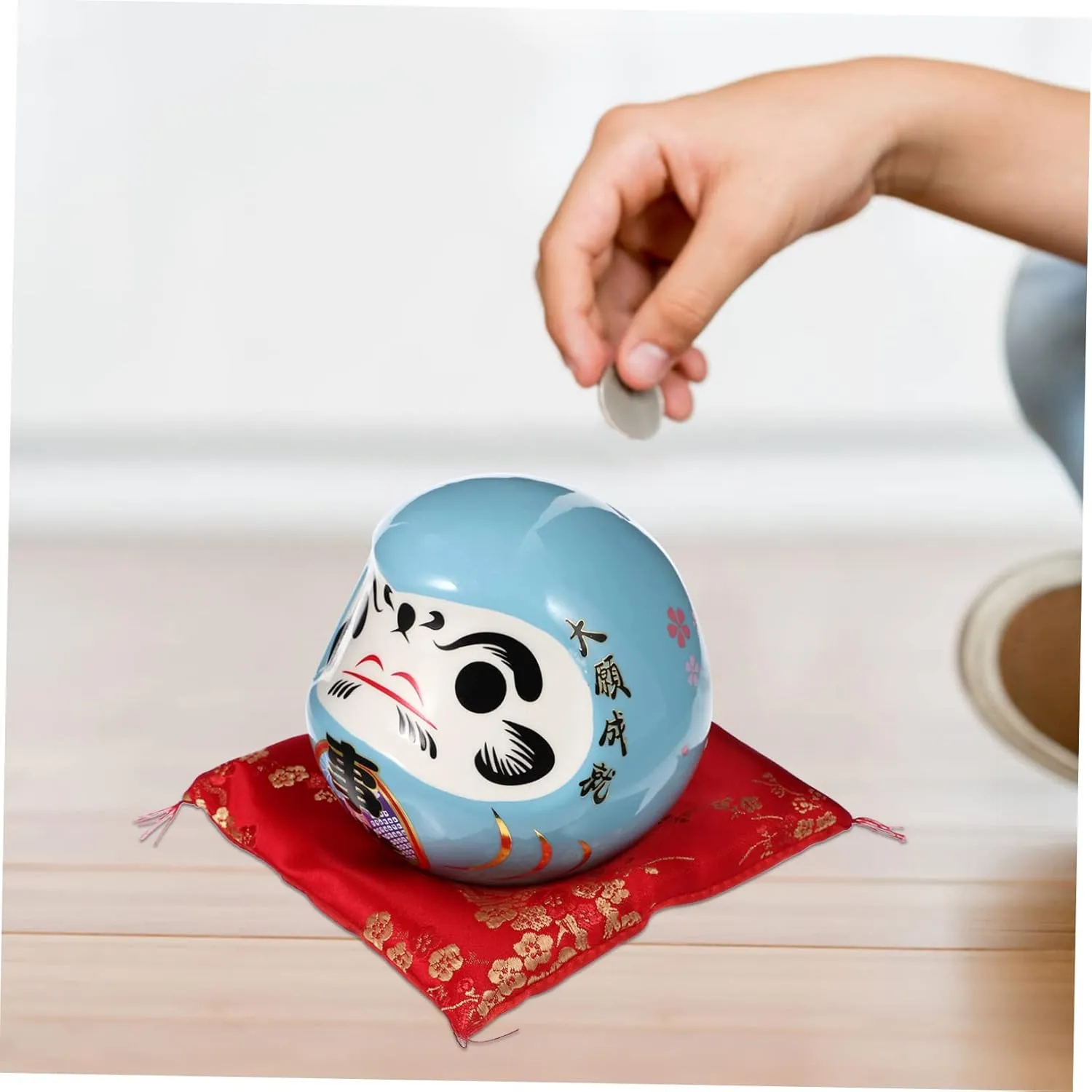 Luxshiny Dharma Piggy Bank Adorable Jar for Boys and Girls Room Home Decor Japanese Style Ceramic Money Bank for Saving for Birthdays Special Occasions