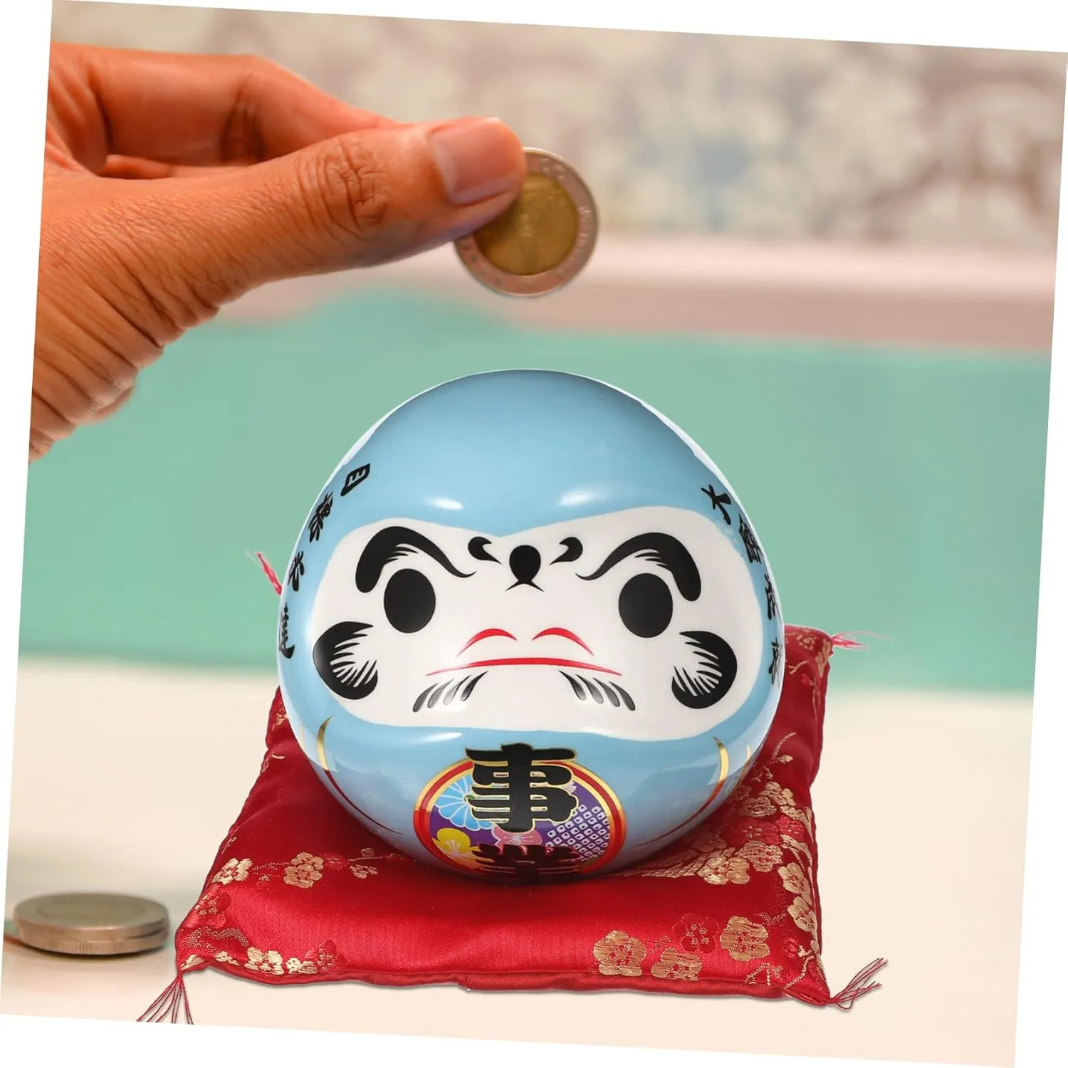 Luxshiny Dharma Piggy Bank Adorable Jar for Boys and Girls Room Home Decor Japanese Style Ceramic Money Bank for Saving for Birthdays Special Occasions