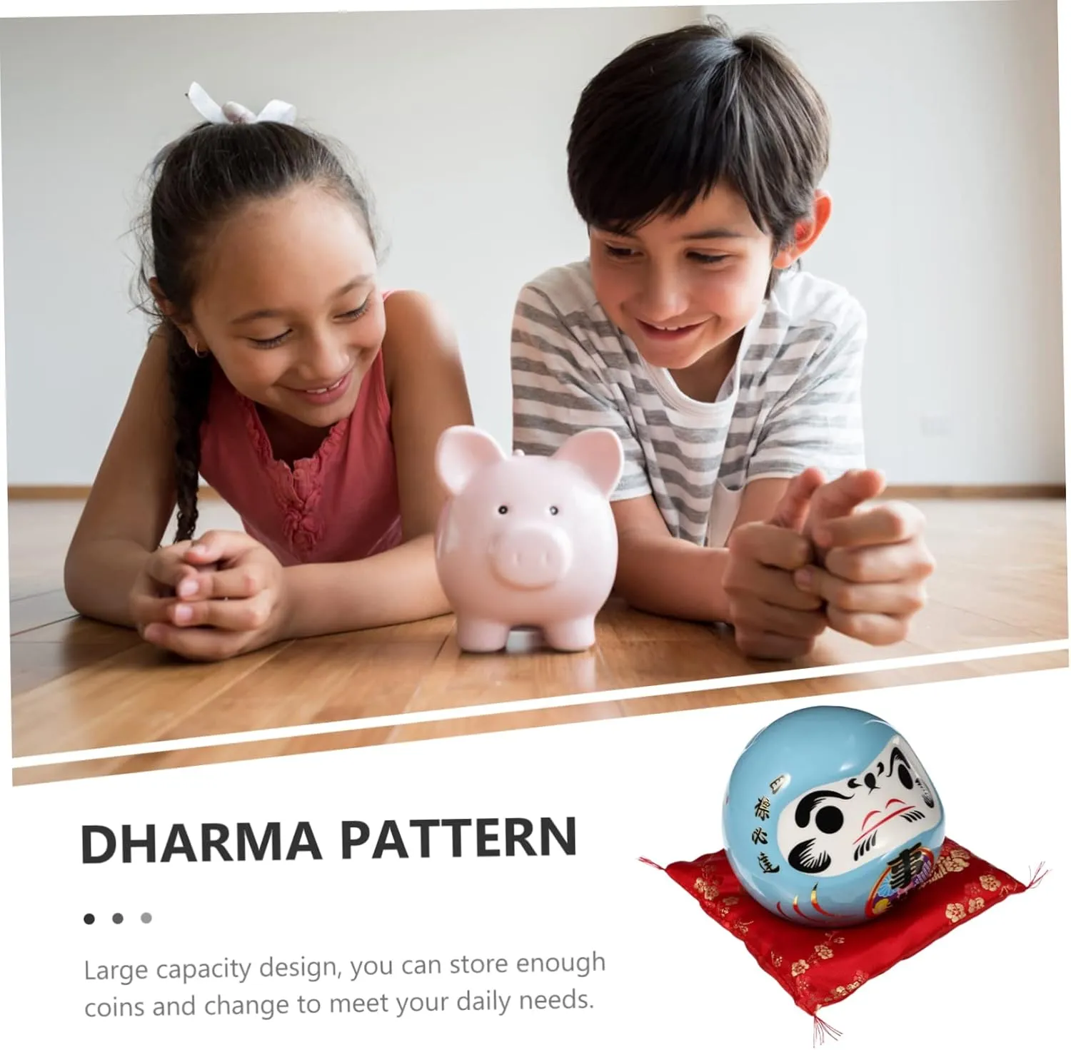 Luxshiny Dharma Piggy Bank Adorable Jar for Boys and Girls Room Home Decor Japanese Style Ceramic Money Bank for Saving for Birthdays Special Occasions