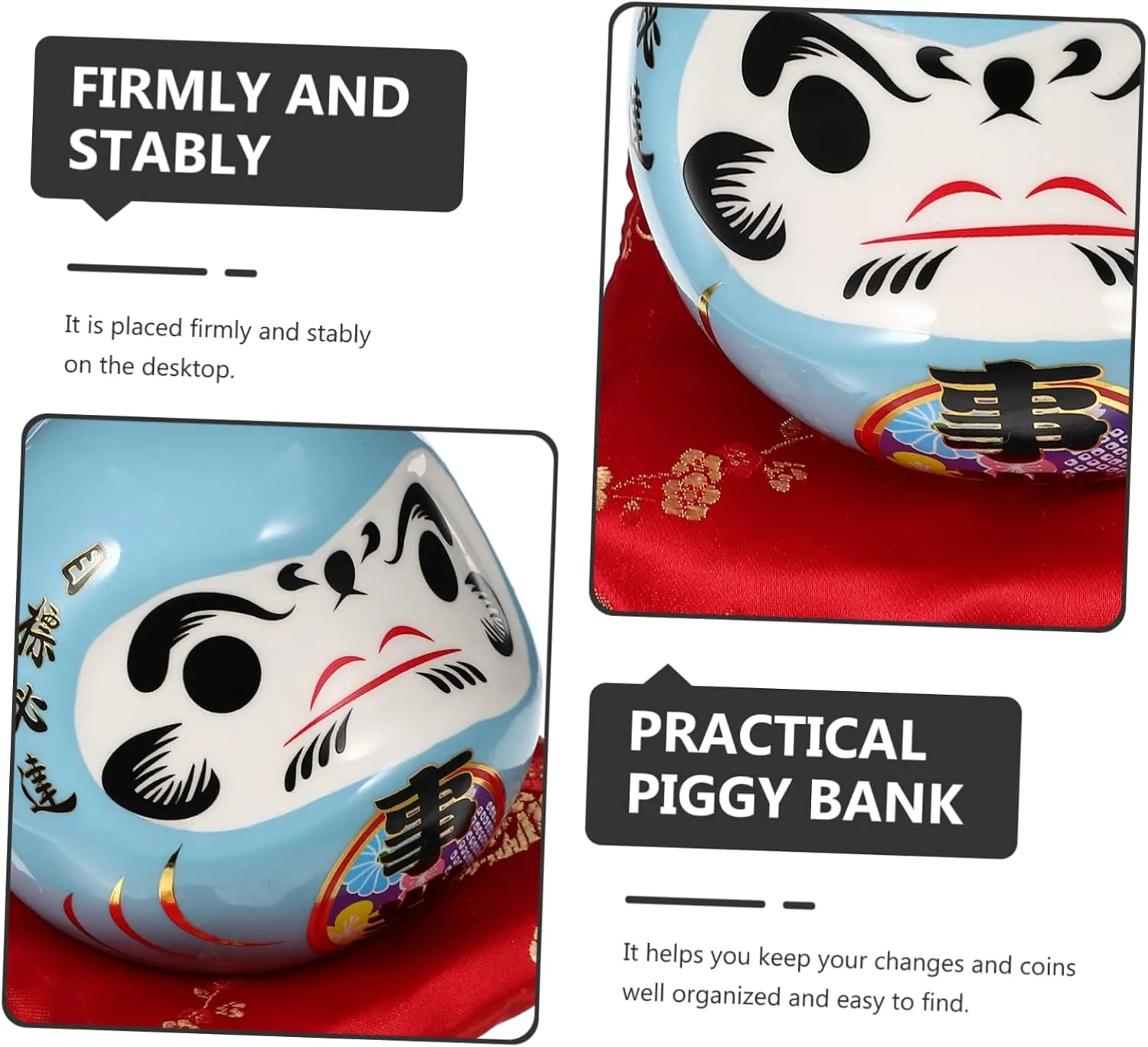 Luxshiny Dharma Piggy Bank Adorable Jar for Boys and Girls Room Home Decor Japanese Style Ceramic Money Bank for Saving for Birthdays Special Occasions