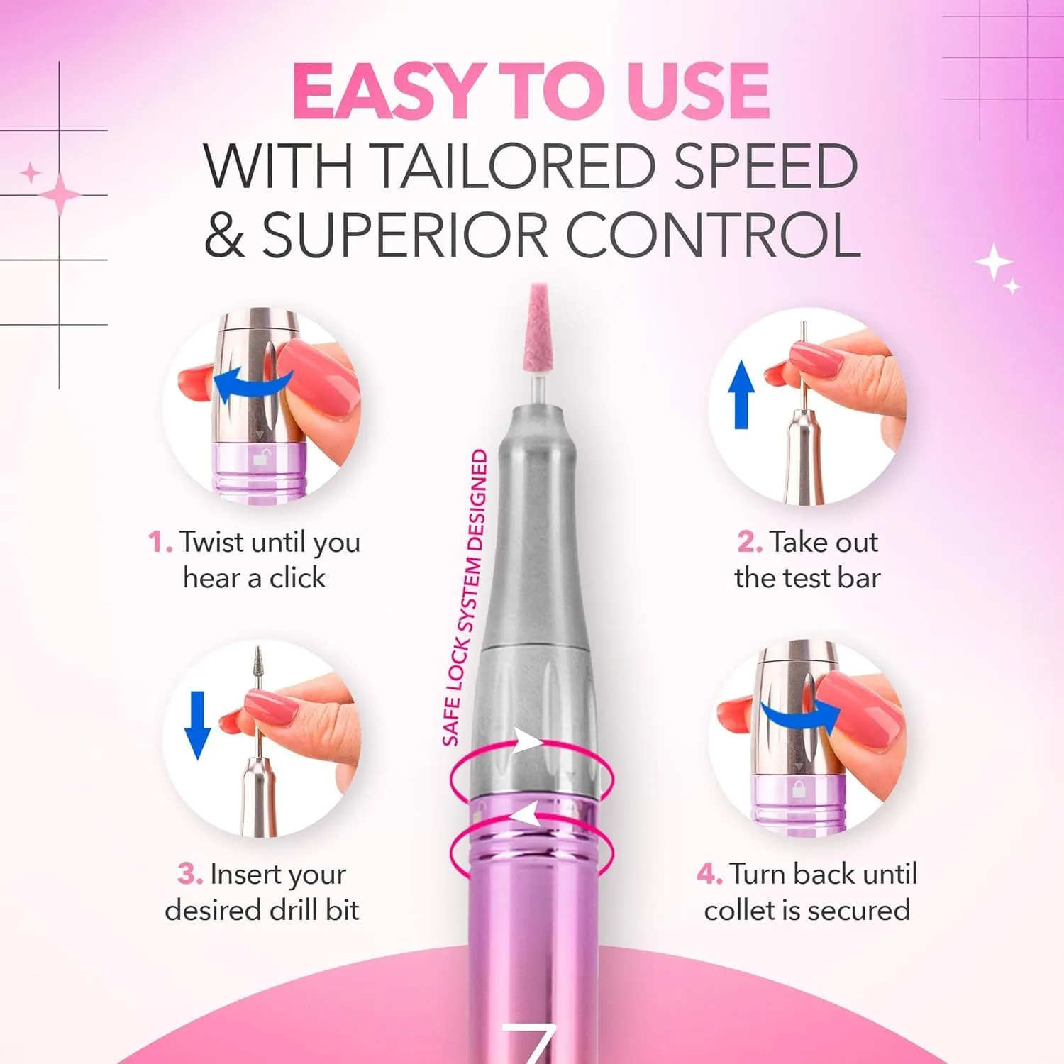 M Mase- Professional Nail Drill Machine - 2-in-1 Nail File - Cordless, 35000 RPM, HD Display - Gift for Her - Electric Nail Drill for Professional & Home Use (Black)