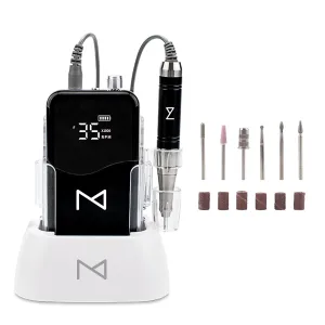 M Mase- Professional Nail Drill Machine - 2-in-1 Nail File - Cordless, 35000 RPM, HD Display - Gift for Her - Electric Nail Drill for Professional & Home Use (Black)