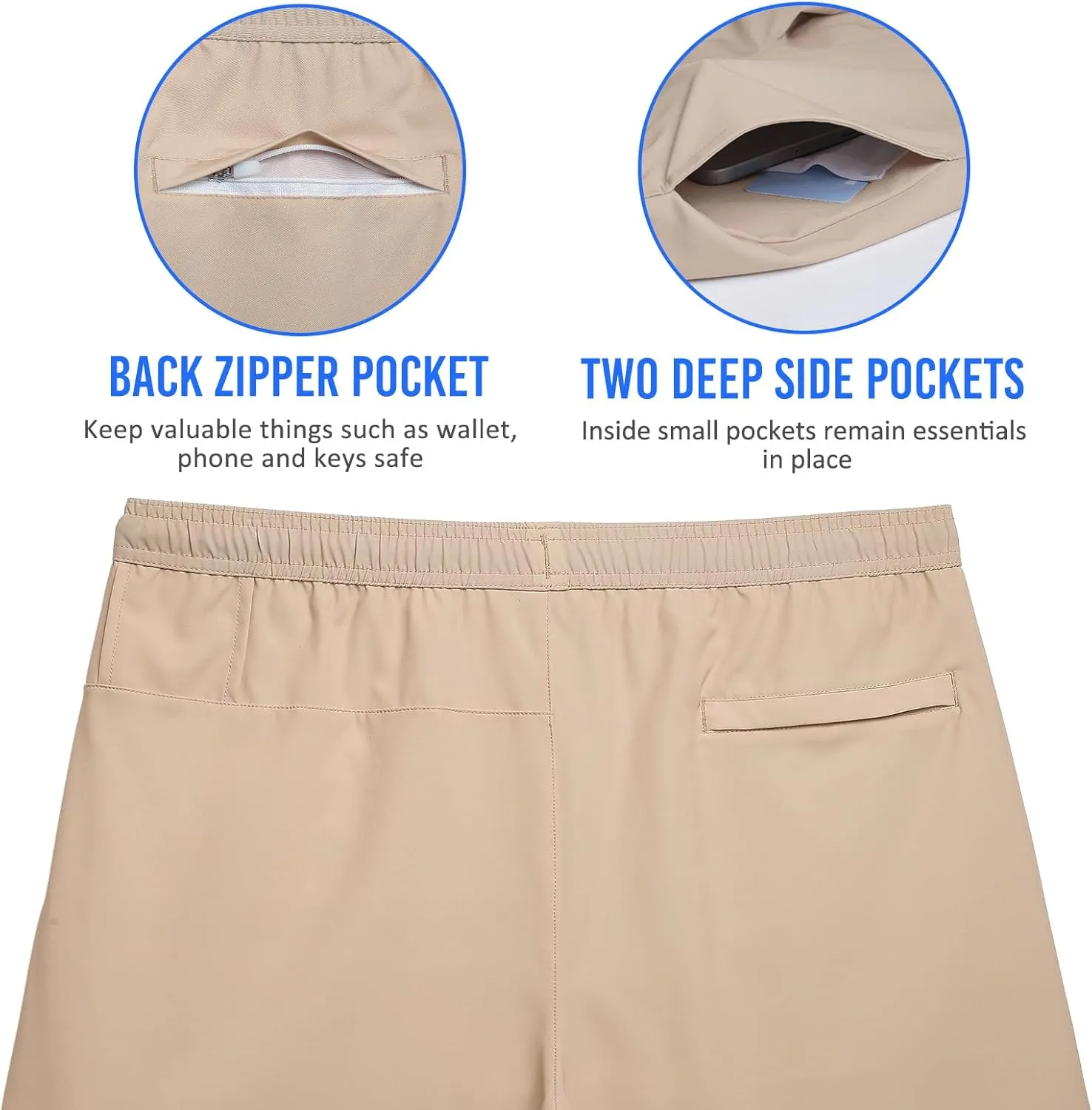maamgic Mens Workout Shorts 2 in 1 Stretch 5" Gym Shorts Running Shorts with Compression Liner Zip Pocket
