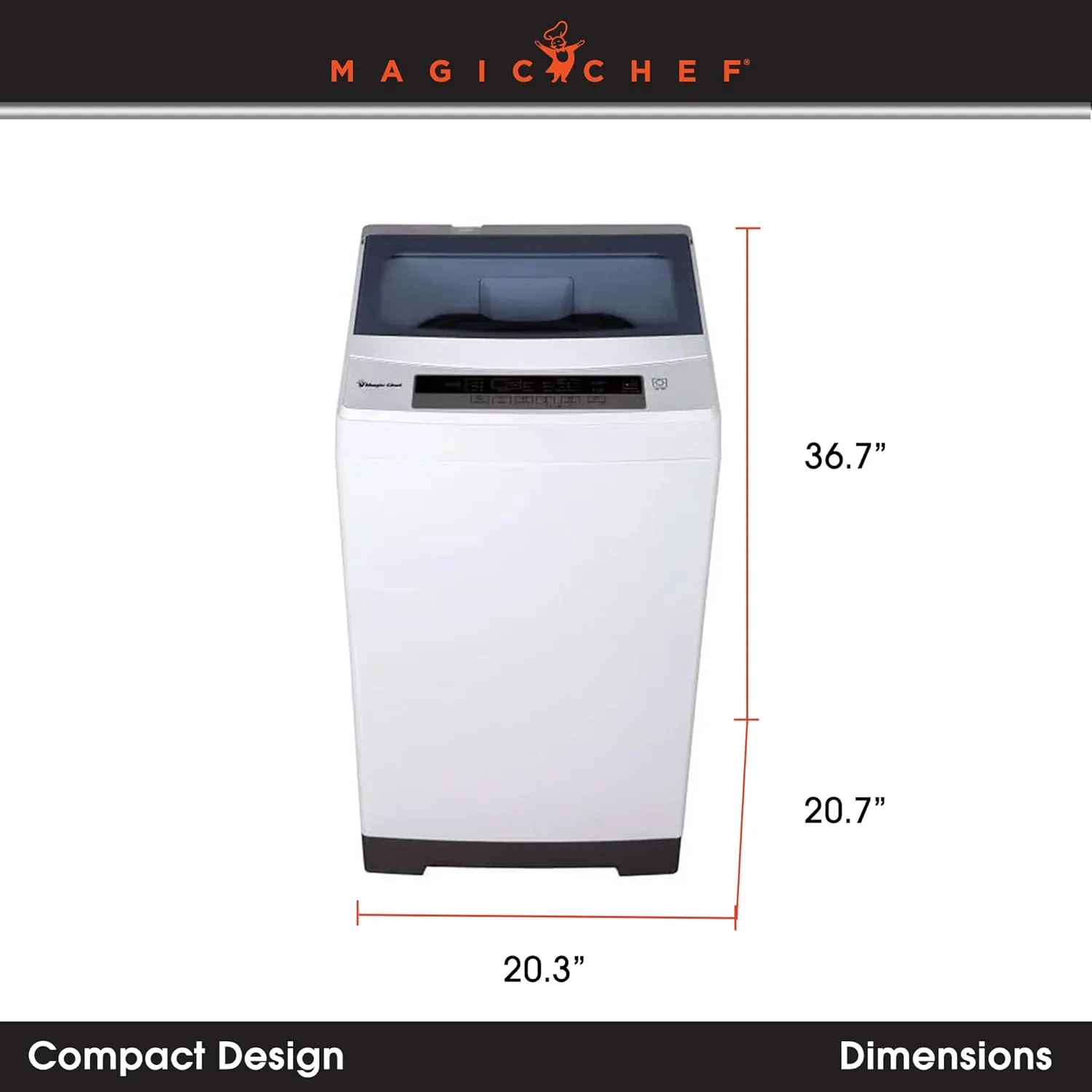 Magic Chef Top Load Washing Machine, Portable Washer, LED Display, 1.7 Cubic Feet, White