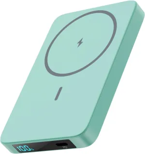 Magnetic Portable Charger Power Bank, Slim 5500mAh Wireless Power Bank, LCD Display Magnetic Battery Pack, Compatible with Magsafe, iPhone 15/15 Pro/15 PLUS/15 Pro Max,iPhone 14/13/12 Series (Green)