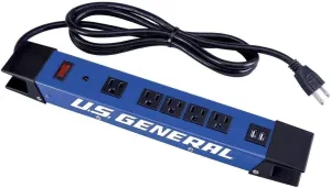 Magnetic Power Strip 5 Outlet Heavy Duty Metal Housing with 2 USB Ports_Blue