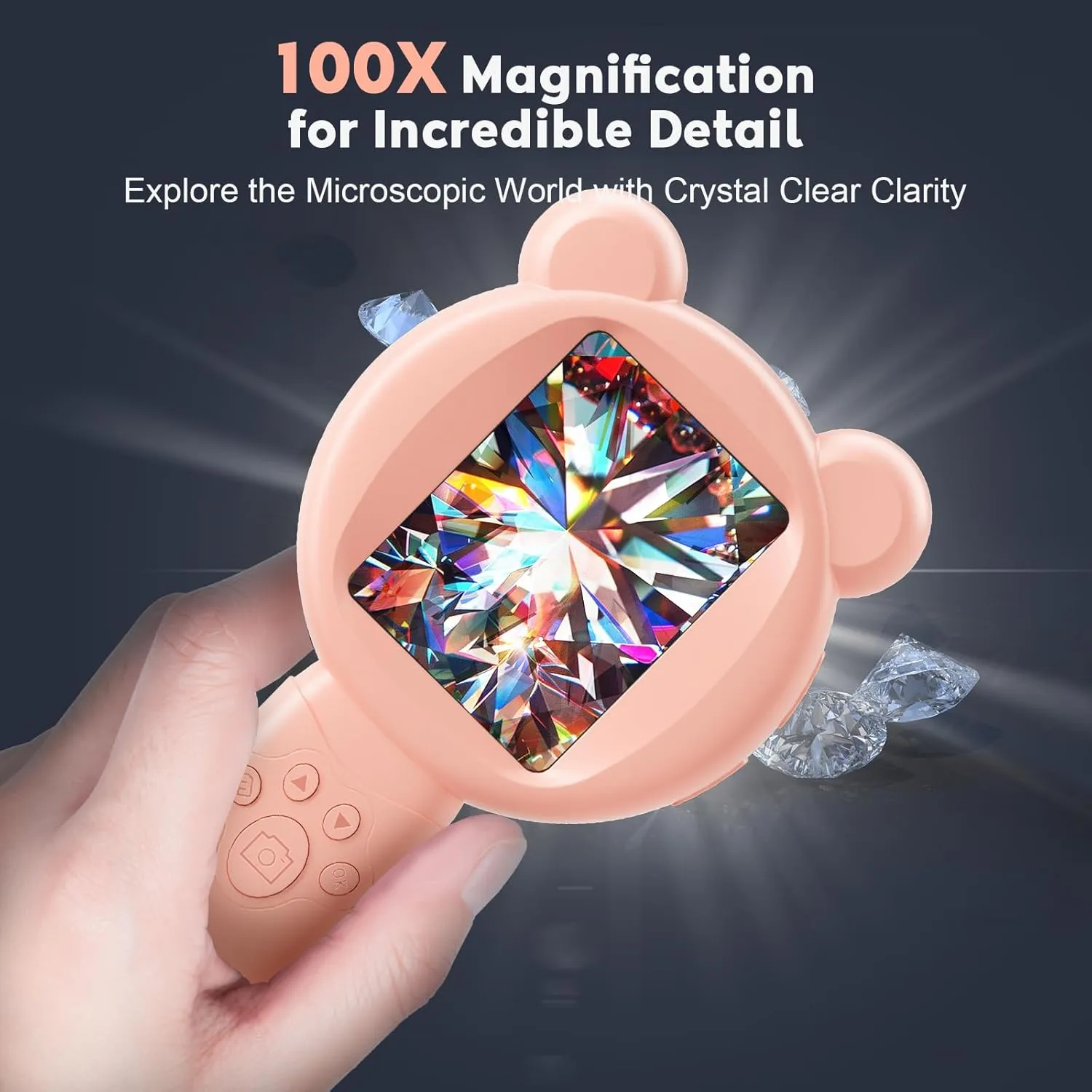 Magnifying Glass Kids Microscope Handheld: 2.8" Screen Digital Portable Pocket USB Miniscope Science Kit STEM Toy Coin Jewellery Loupe Magnifyer with Light for Children 4-12