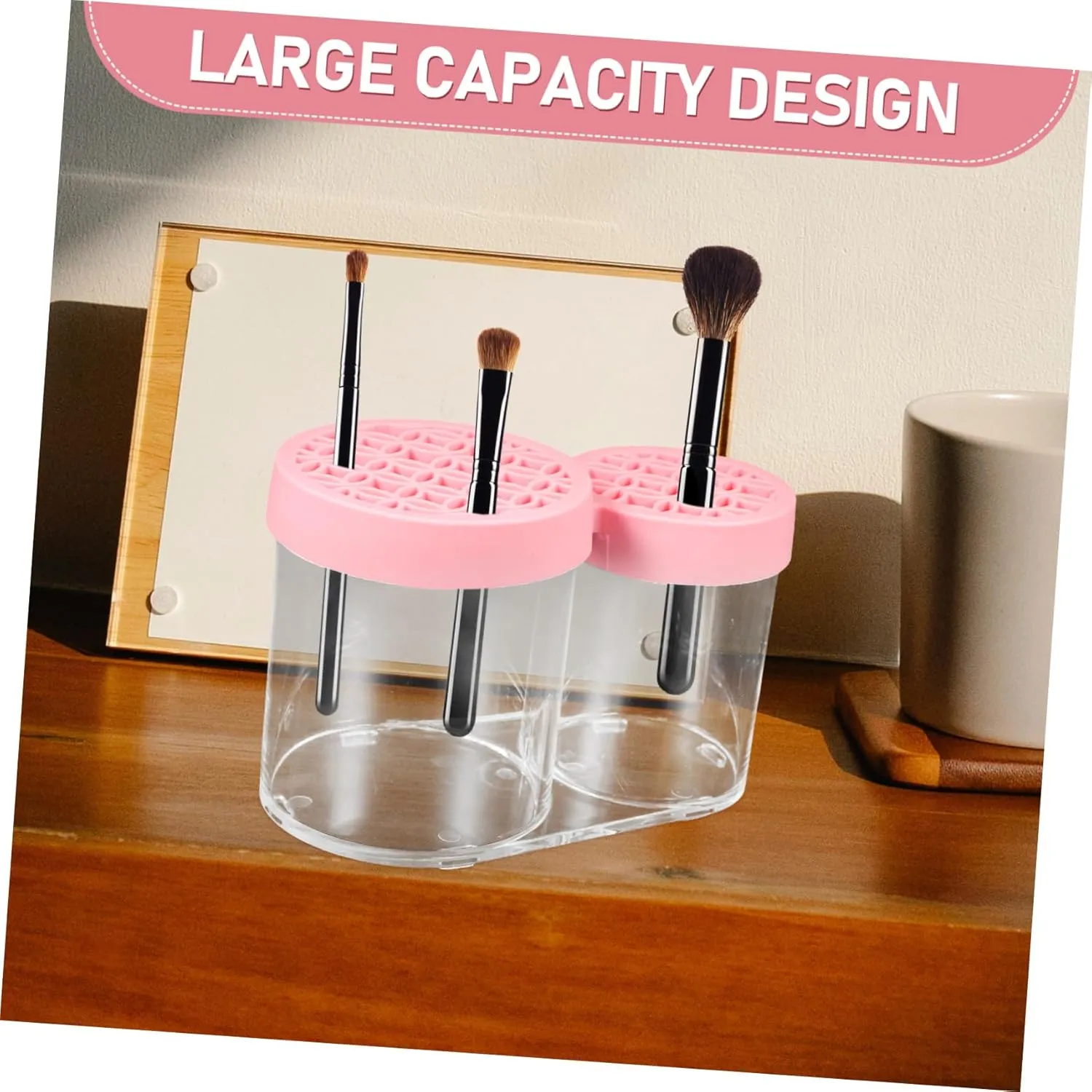 Makeup Brush Storage Organizer Built Drying Rack Compact Vanity Makeup Organizer for Eyebrow Pencils Eyeshadow Brushes Stylish Design for Desktop Use