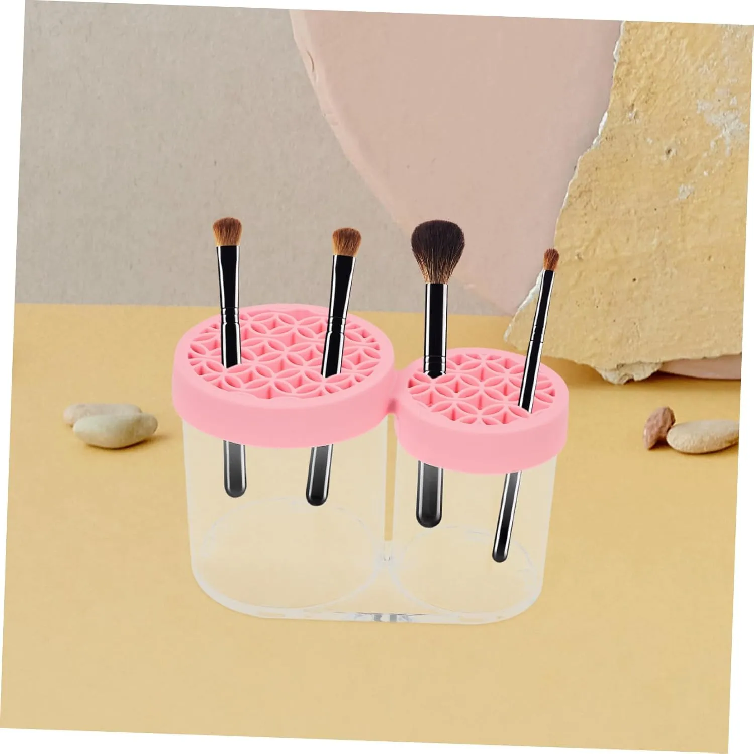 Makeup Brush Storage Organizer Built Drying Rack Compact Vanity Makeup Organizer for Eyebrow Pencils Eyeshadow Brushes Stylish Design for Desktop Use