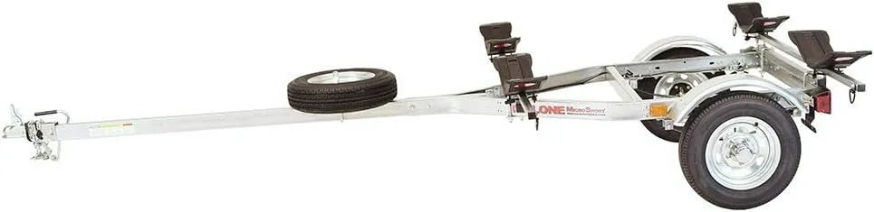 Malone MPG464-LBM MicroSport LowBed 2 Kayak Trailer with 2 MegaWing Kayak Carriers & Spare Tire | 20' / 800 lbs Load Capacity | Fully Submersible | 22" Crossbar to Ground Clearance