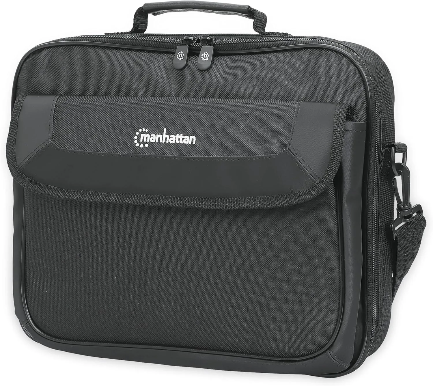 Manhattan Cambridge Laptop Bag 14.1, Clamshell Design, Black, Low, W128291746 (Clamshell Design, Black, Low Cost, Accessories Pocket, Document Compartment On Back, Shoulder Strap)