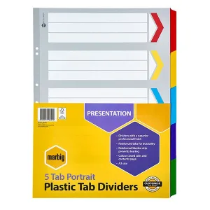 Marbig A3 Portrait Indices/Divider, 5 Tabs