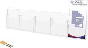 Marketing Holders 2 Pack Trifold Holder 5 Pocket Clear Acrylic Organizer with Hanging Hardware for Displaying 4" Brochures and Pamphlets in Offices Retail Stores and Event Spaces